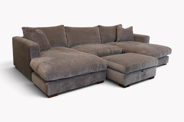 Bergen Large Fabric 'U' Corner Sofa, Dusky Slate