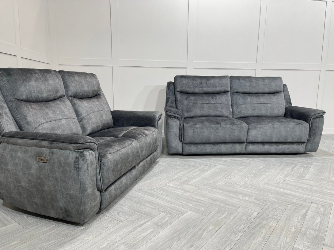 Berlin 3 Seater & 2 Seater Power Recliner Sofas, Dark Grey