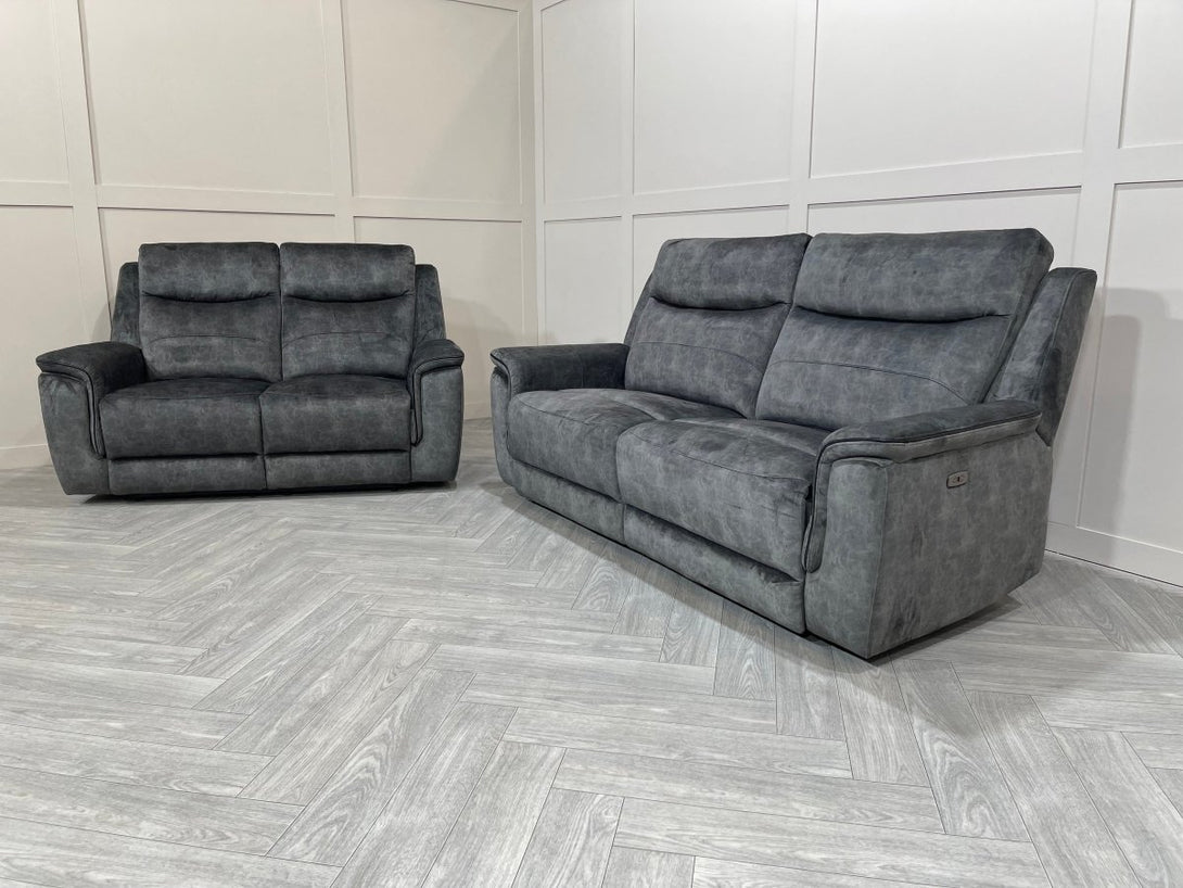 Berlin 3 Seater & 2 Seater Power Recliner Sofas, Dark Grey