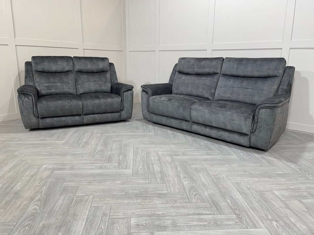 Berlin 3 Seater & 2 Seater Power Recliner Sofas, Dark Grey