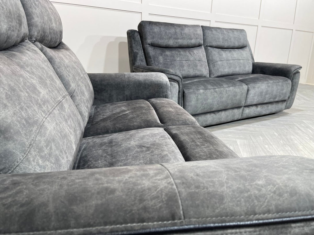 Berlin 3 Seater & 2 Seater Power Recliner Sofas, Dark Grey