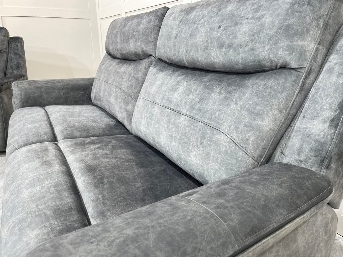 Berlin 3 Seater Sofa & 2 Armchairs, Power Recliner, Dark Grey