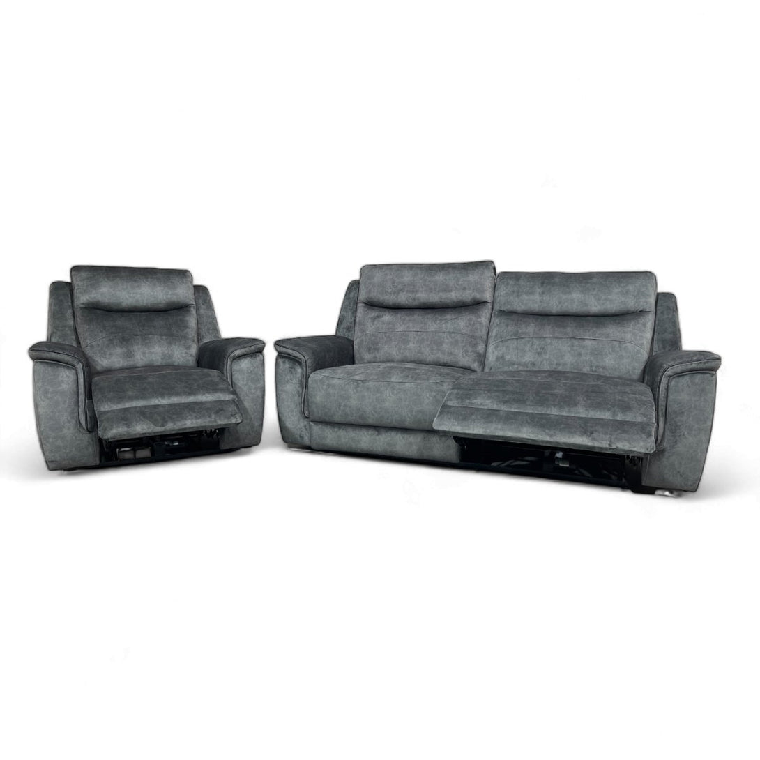 Berlin 3 Seater Sofa & Armchair, Power Recliner, Dark Grey