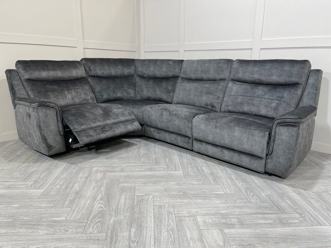 Berlin Modular Fabric Power Recliner Corner Sofa, Dark Grey