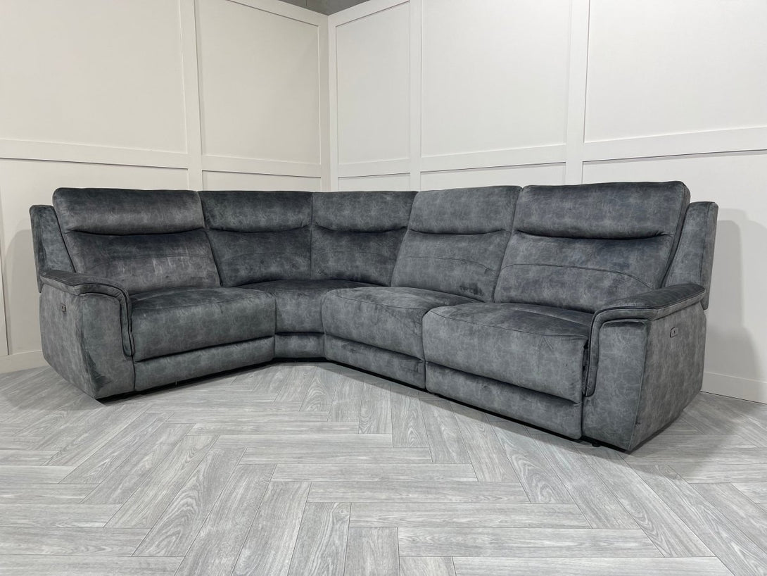 Berlin Modular Fabric Power Recliner Corner Sofa, Dark Grey