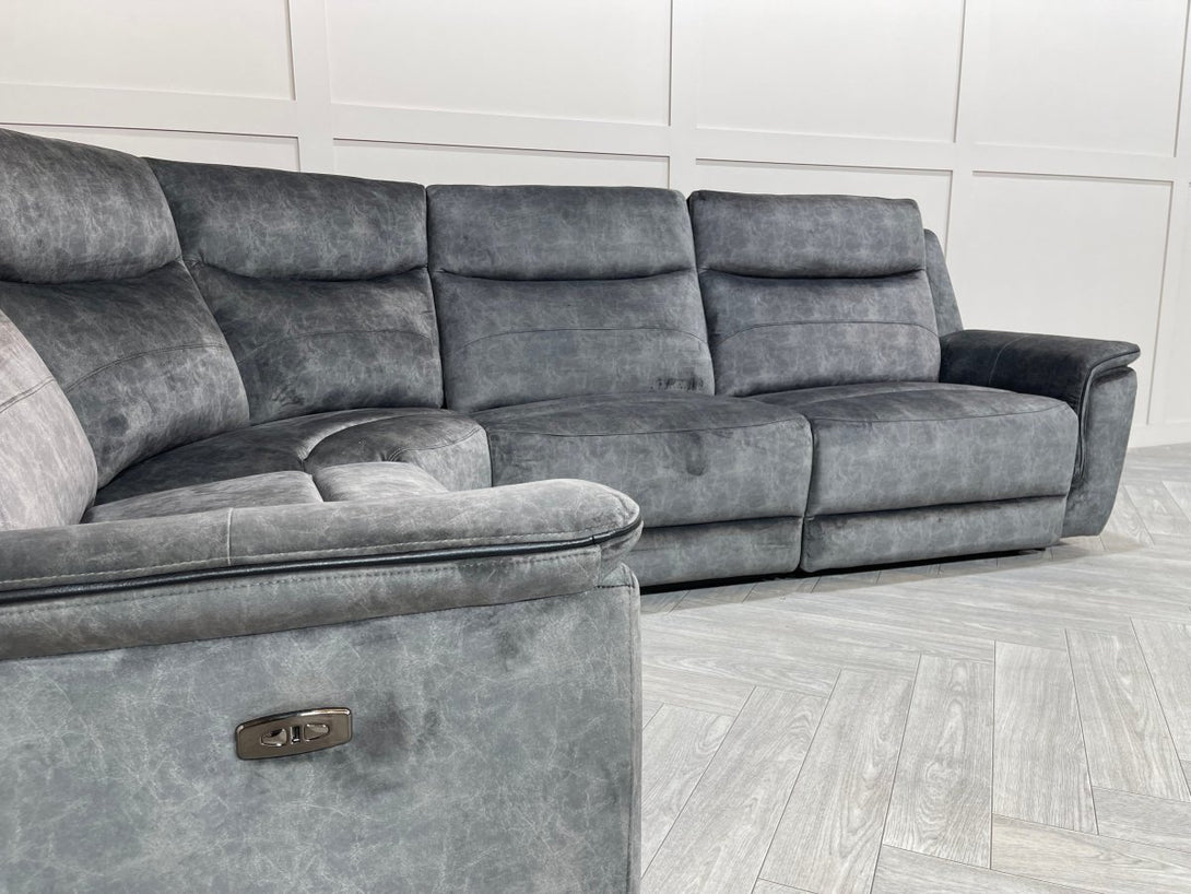 Berlin Modular Fabric Power Recliner Corner Sofa, Dark Grey