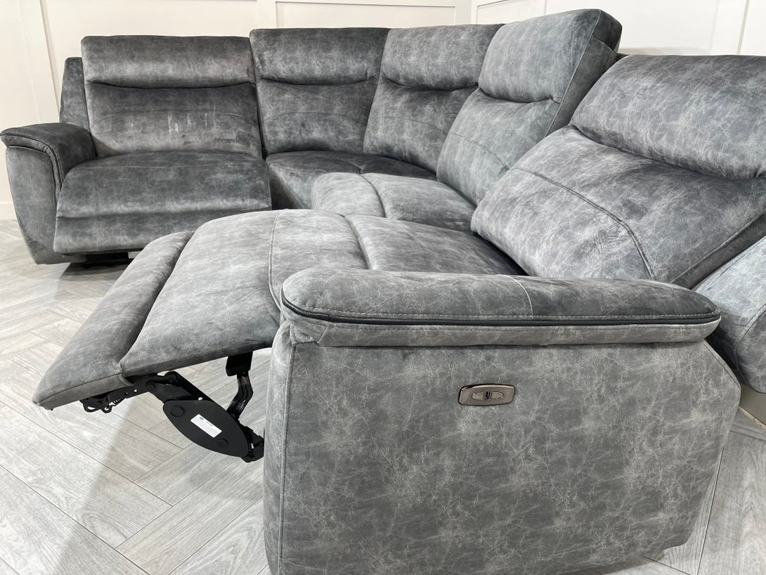 Berlin Modular Fabric Power Recliner Corner Sofa, Dark Grey