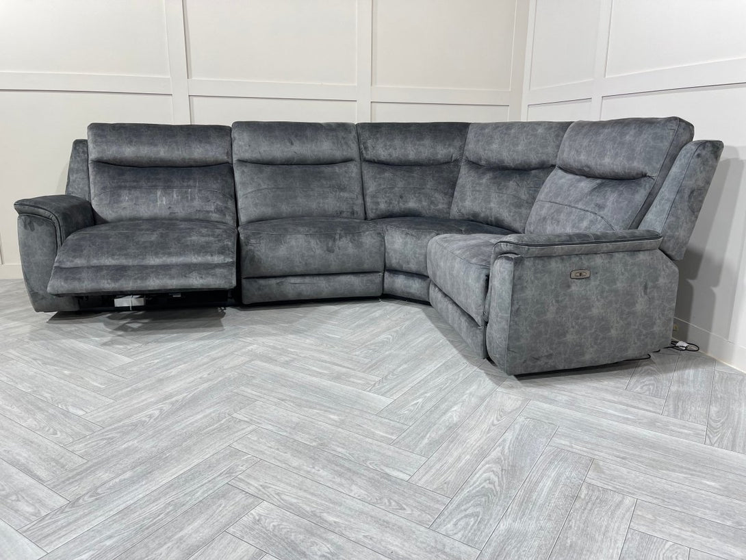 Berlin Modular Fabric Power Recliner Corner Sofa, Dark Grey