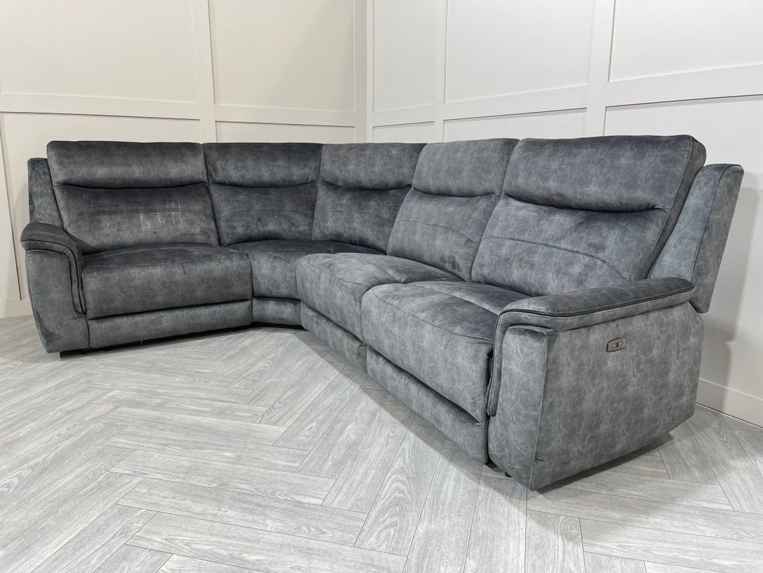 Berlin Modular Fabric Power Recliner Corner Sofa, Dark Grey