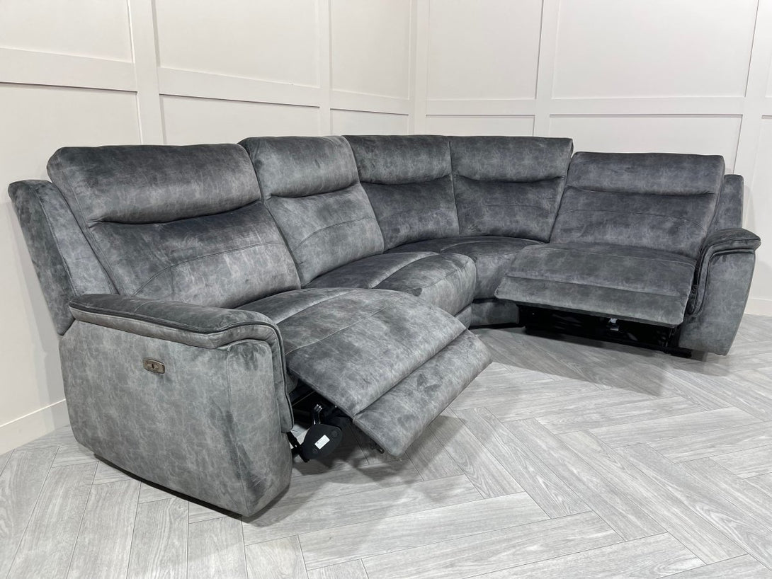 Berlin Modular Fabric Power Recliner Corner Sofa, Dark Grey