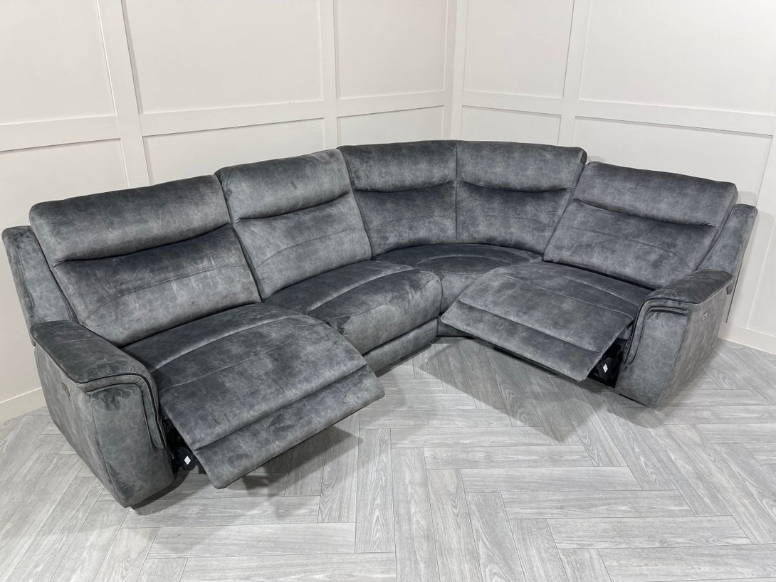 Berlin Modular Fabric Power Recliner Corner Sofa, Dark Grey