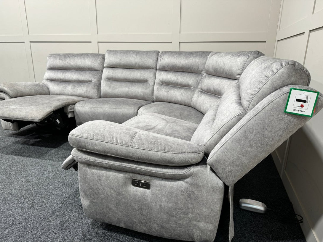 Berlin Modular Fabric Power Recliner Corner Sofa, Light Grey