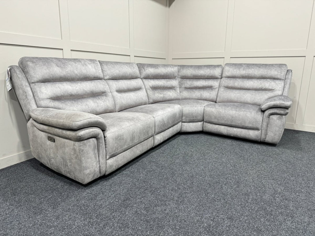 Berlin Modular Fabric Power Recliner Corner Sofa, Light Grey