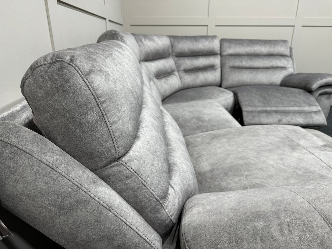 Berlin Modular Fabric Power Recliner Corner Sofa, Light Grey