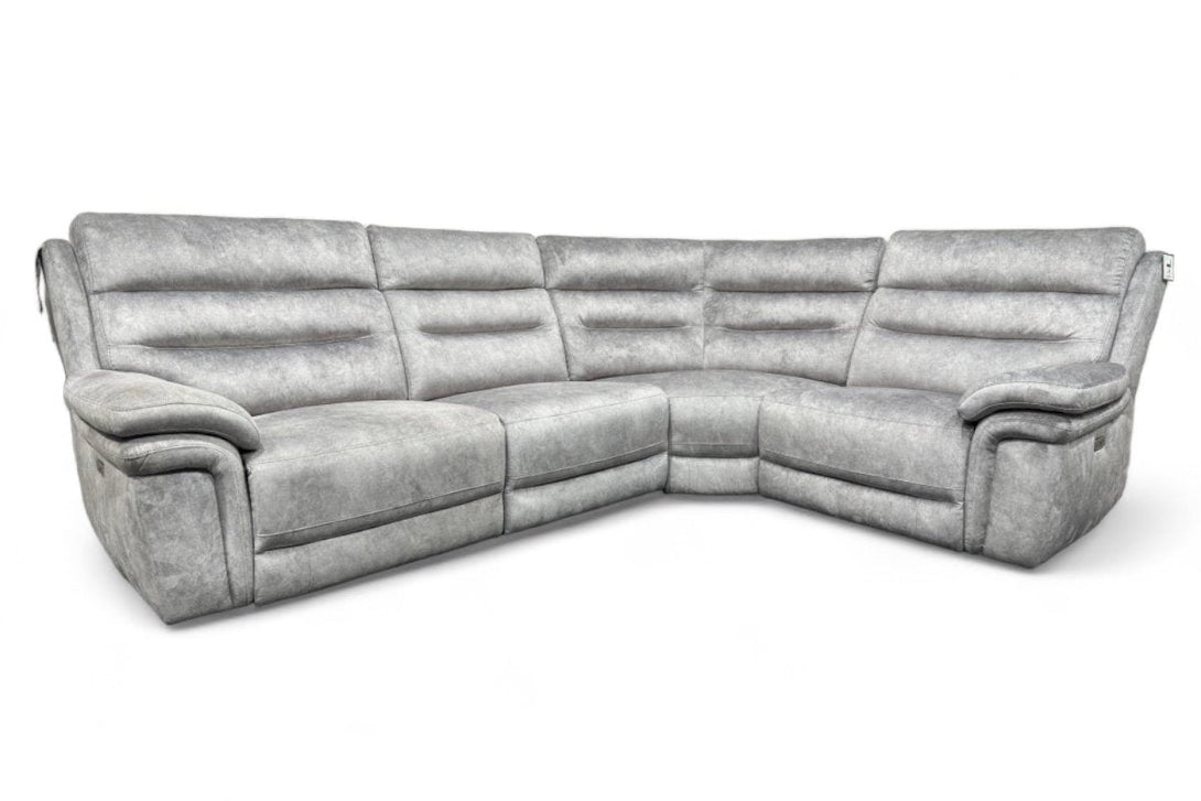 Berlin Modular Fabric Power Recliner Corner Sofa, Light Grey