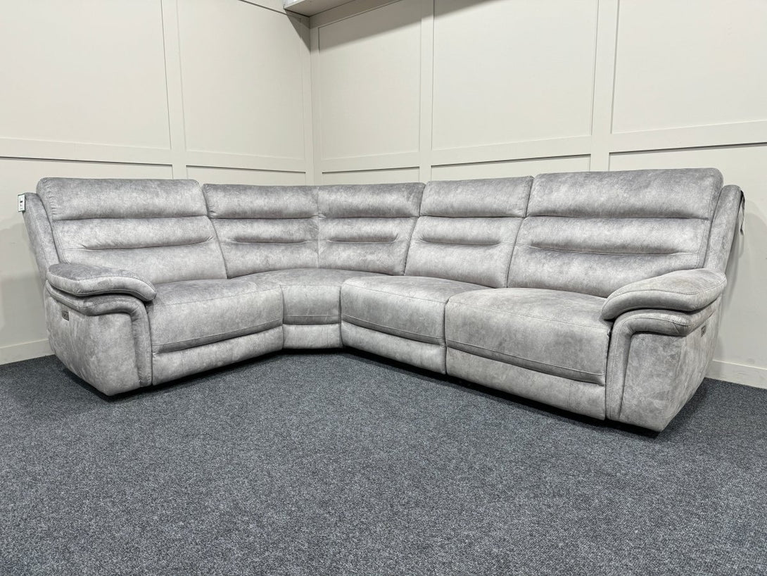 Berlin Modular Fabric Power Recliner Corner Sofa, Light Grey