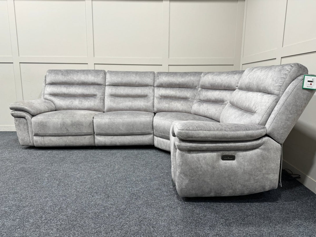 Berlin Modular Fabric Power Recliner Corner Sofa, Light Grey