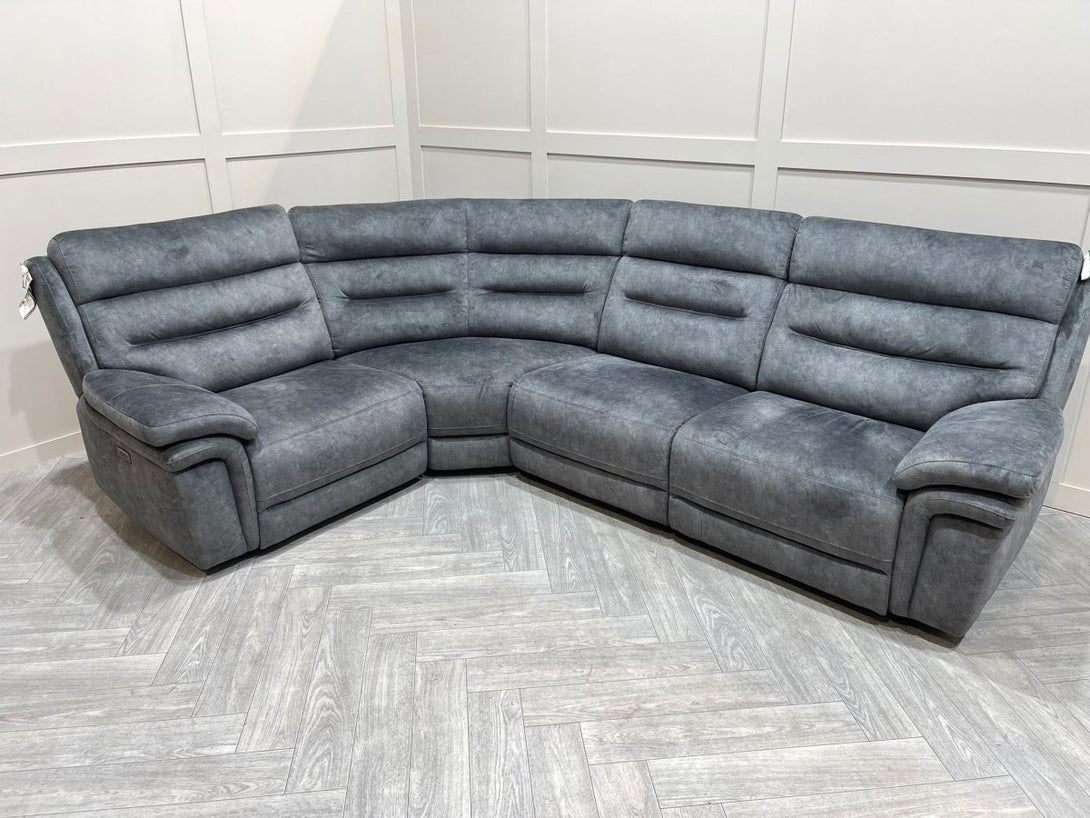 Berlin Power Reclining Corner Sofa with Power Headrests - Dark Grey