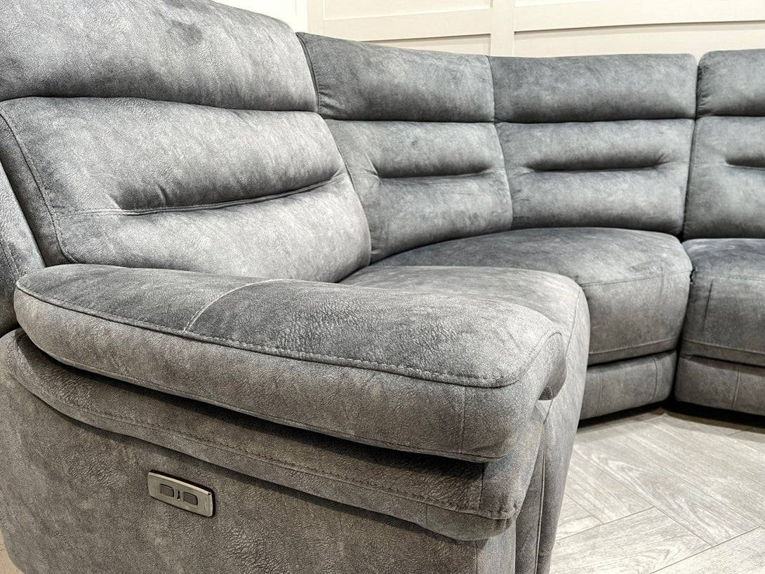 Berlin Power Reclining Corner Sofa with Power Headrests - Dark Grey