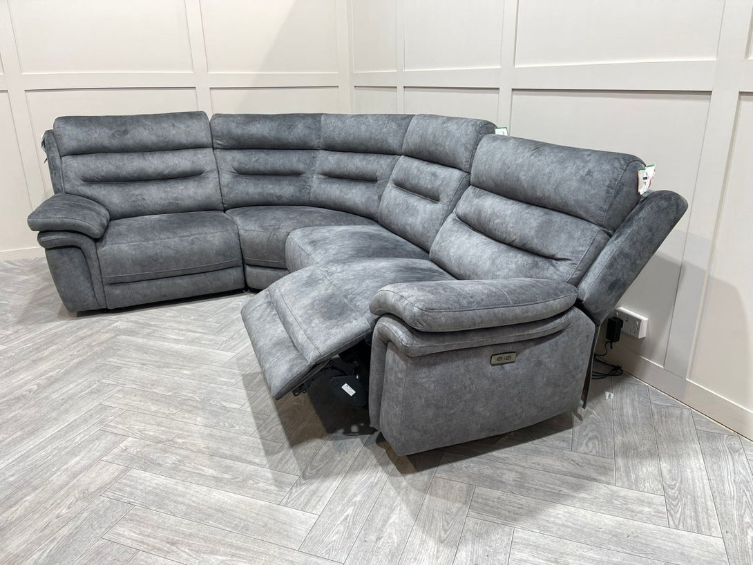 Berlin Power Reclining Corner Sofa with Power Headrests - Dark Grey