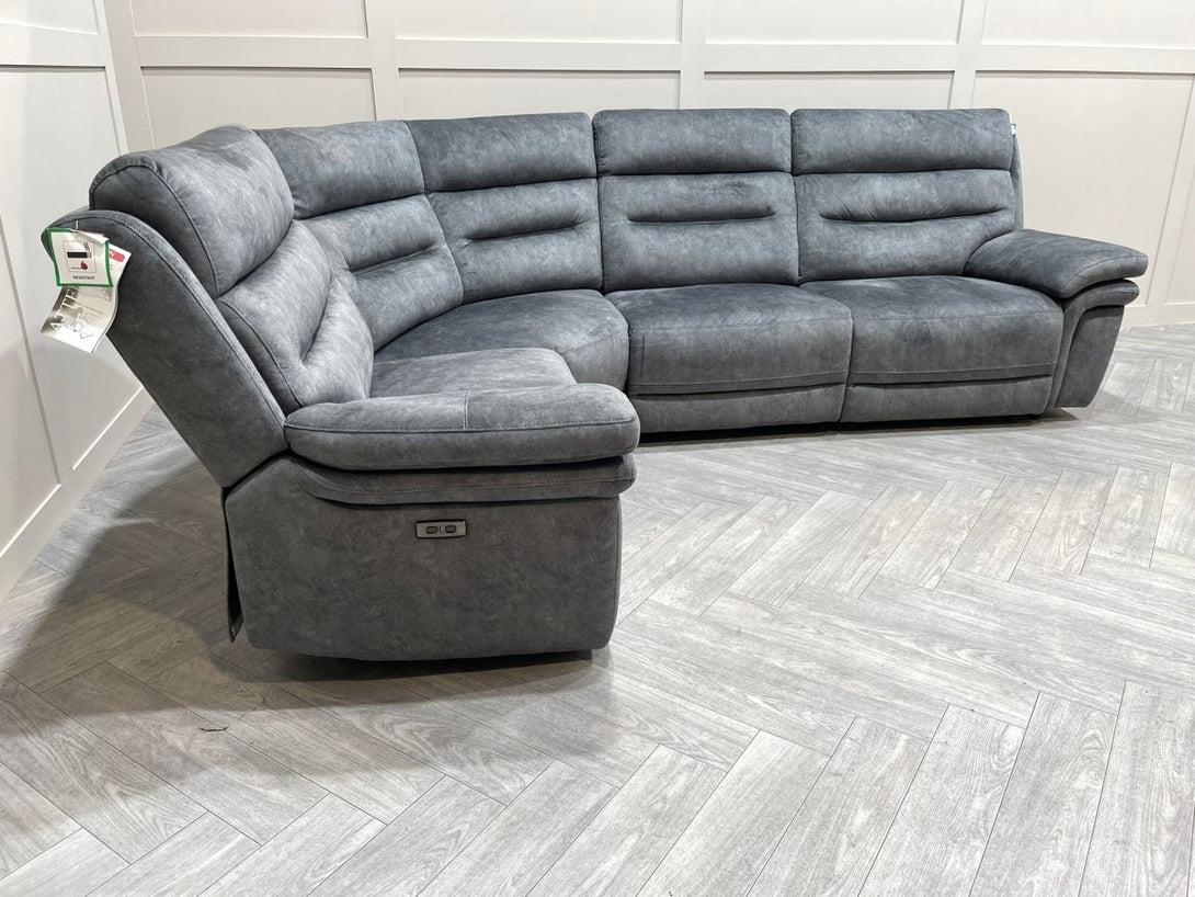 Berlin Power Reclining Corner Sofa with Power Headrests - Dark Grey