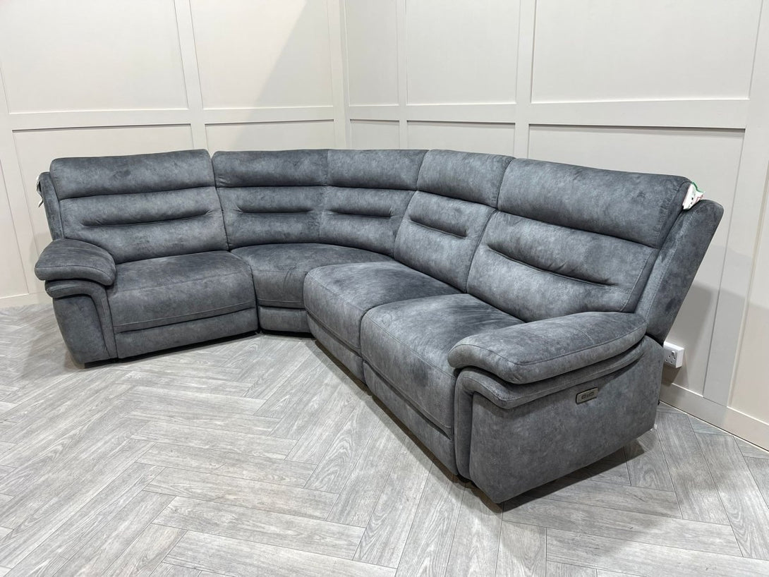 Berlin Power Reclining Corner Sofa with Power Headrests - Dark Grey