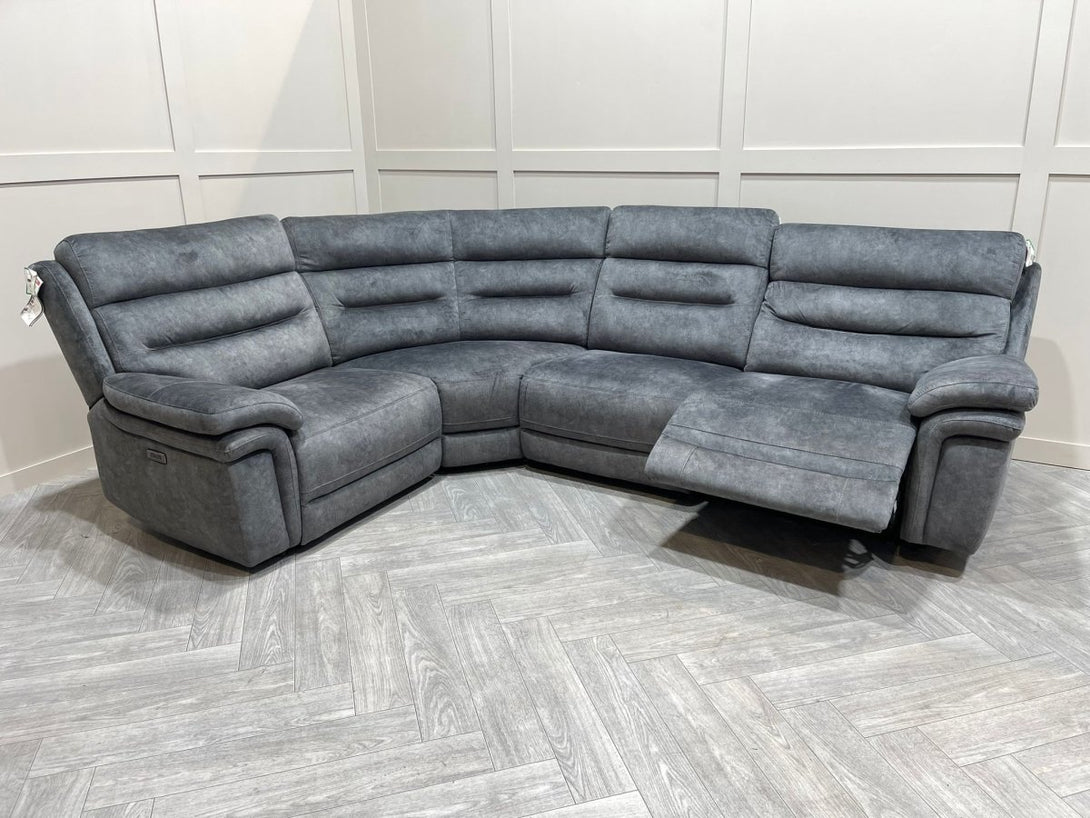 Berlin Power Reclining Corner Sofa with Power Headrests - Dark Grey