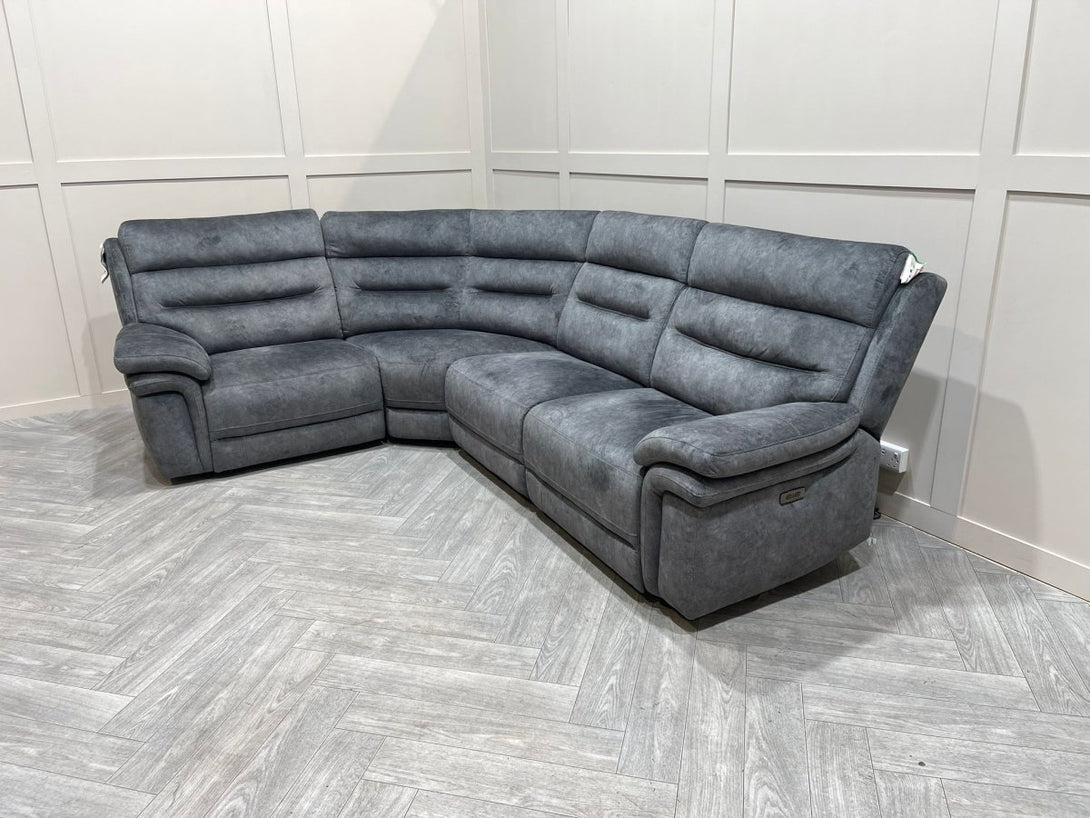 Berlin Power Reclining Corner Sofa with Power Headrests - Dark Grey