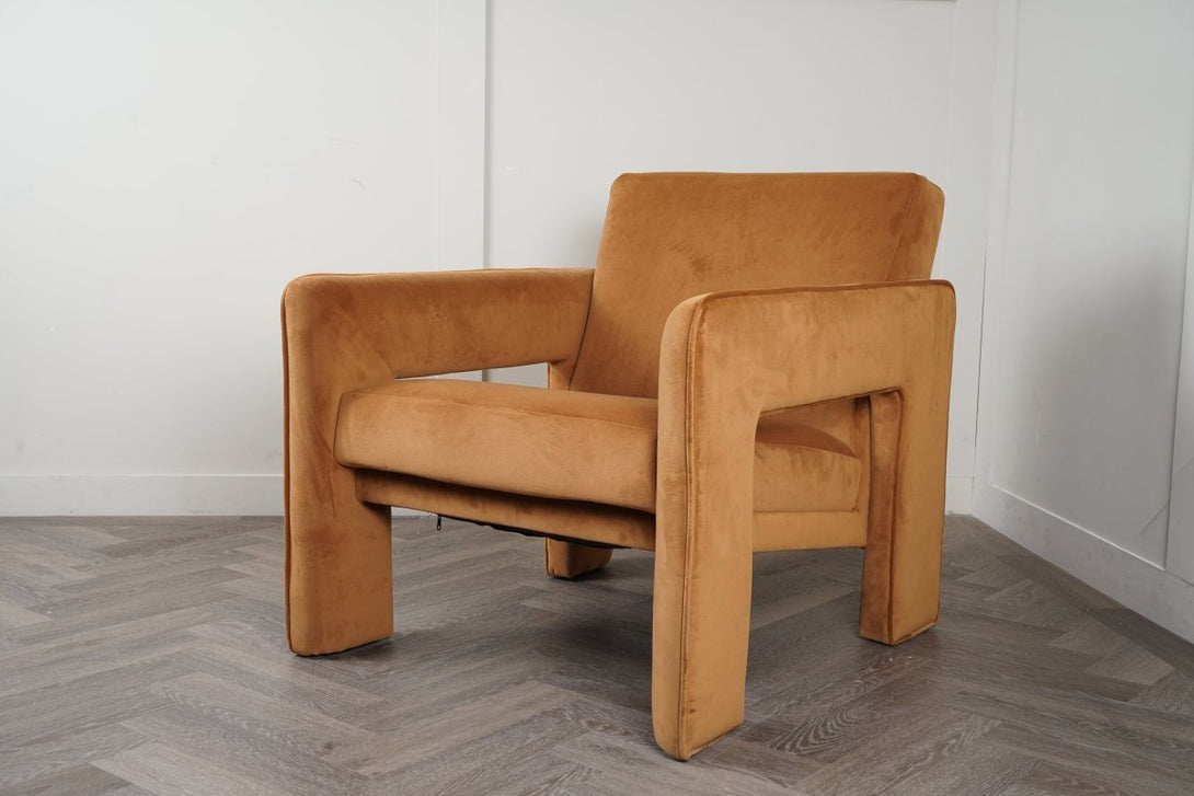 Blocky Armchair, Caramel Velvet