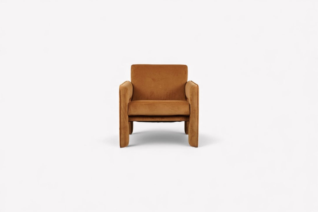 Blocky Armchair, Caramel Velvet