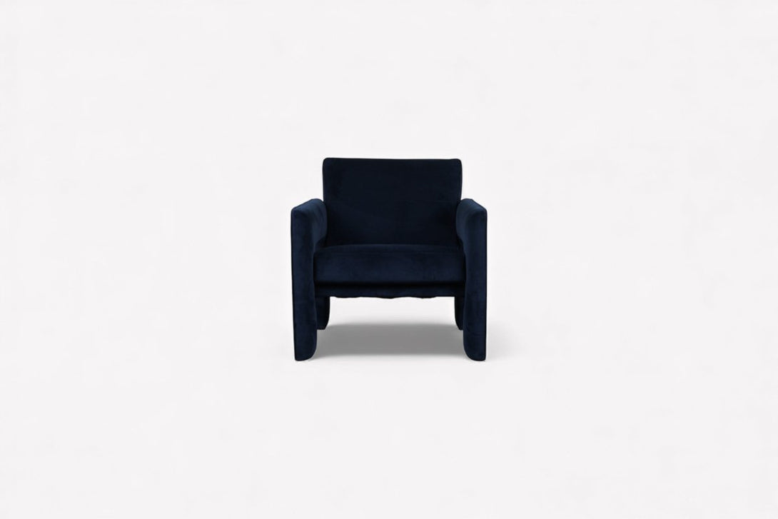 Blocky Armchair, Navy Velvet