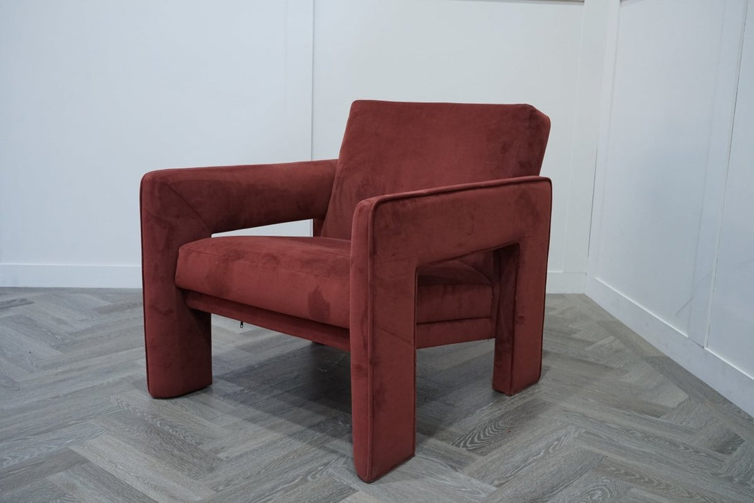 Blocky Armchair, Rust Velvet