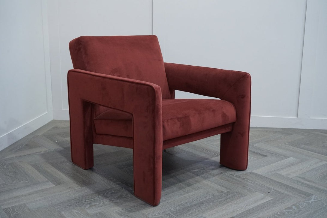 Blocky Armchair, Rust Velvet