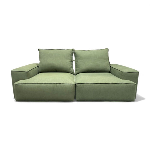 Border Large 3 Seater Sofa, Dark Leg, Relaxed Linen Olive