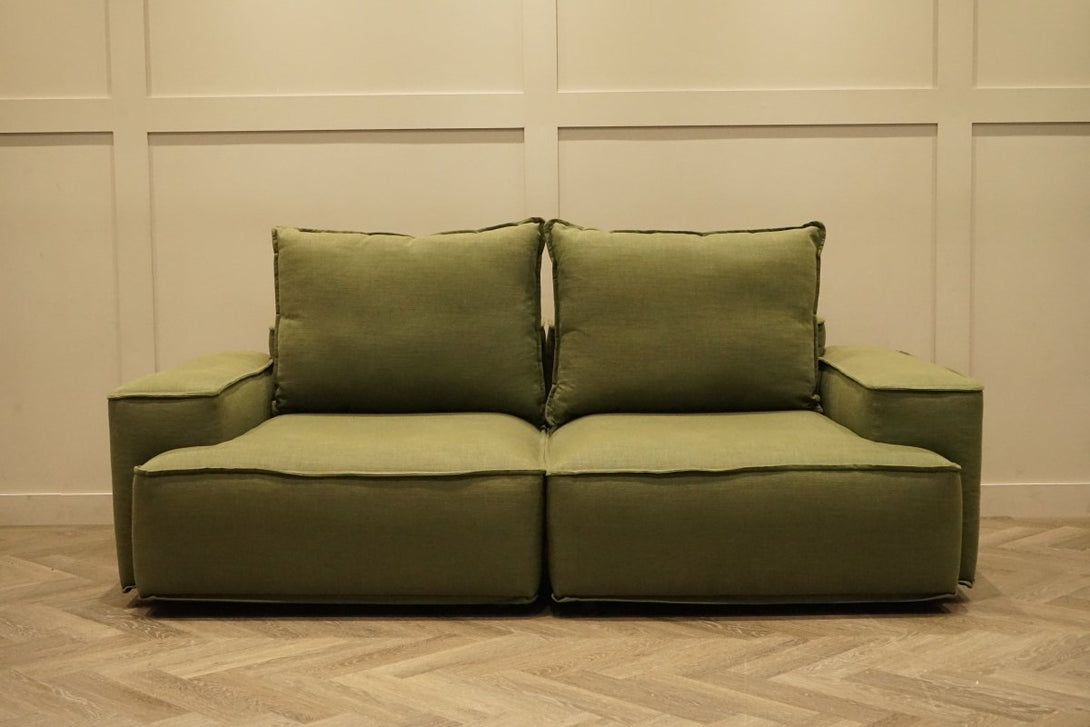 Border Large 3 Seater Sofa, Relaxed Linen Olive Green