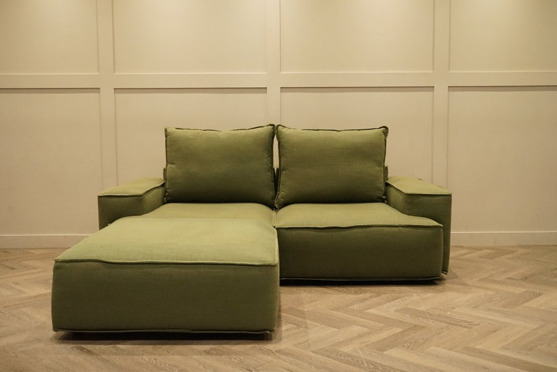 Border Large 3 Seater Sofa, Relaxed Linen Olive Green