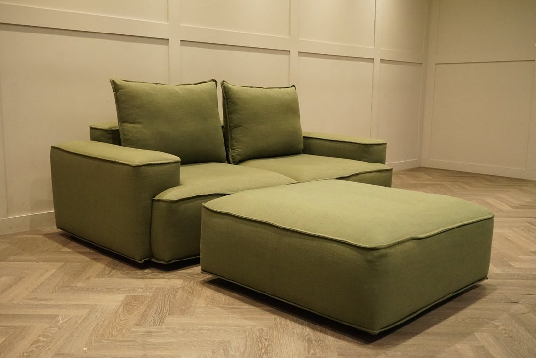 Border Large 3 Seater Sofa, Relaxed Linen Olive Green