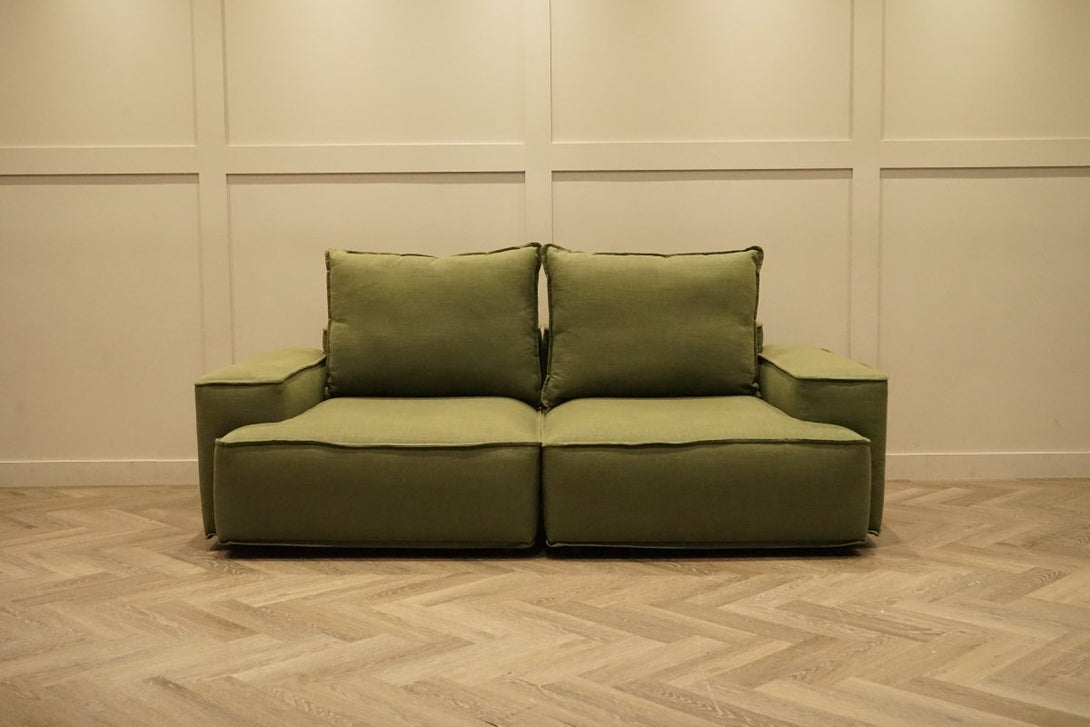 Border Large 3 Seater Sofa, Relaxed Linen Olive Green