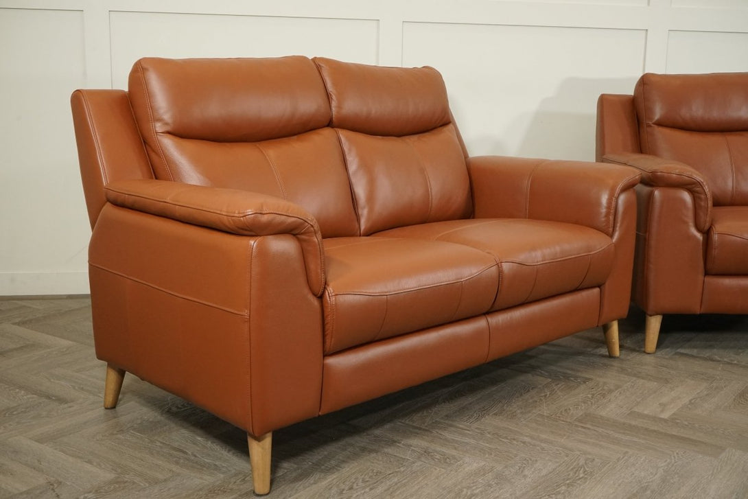 Brodie 2+2 Seater Leather Sofas, Club Tan