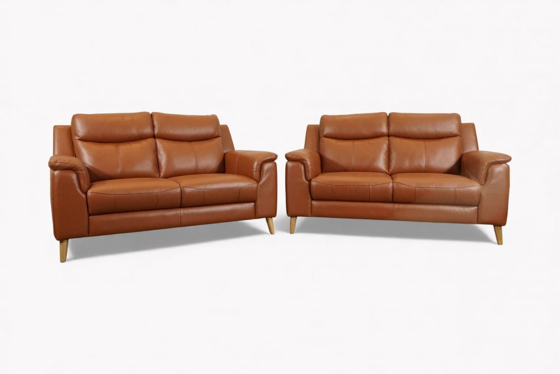 Brodie 2+2 Seater Leather Sofas, Club Tan
