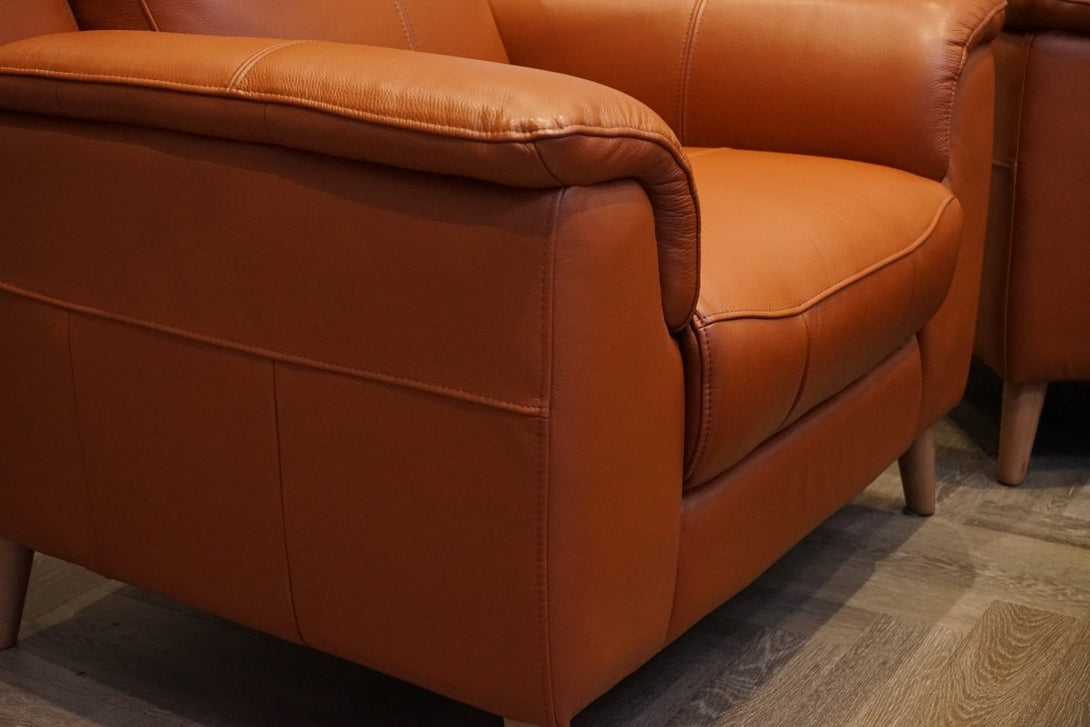 Brodie 3 Seater Power Recliner Sofa, Armchair & Footstool, Tan Leather