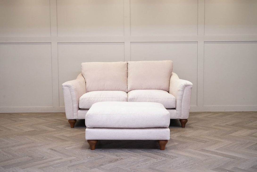 Bromley Medium 2 Seater Sofa & Footstool, Aquaclean Titan Natural