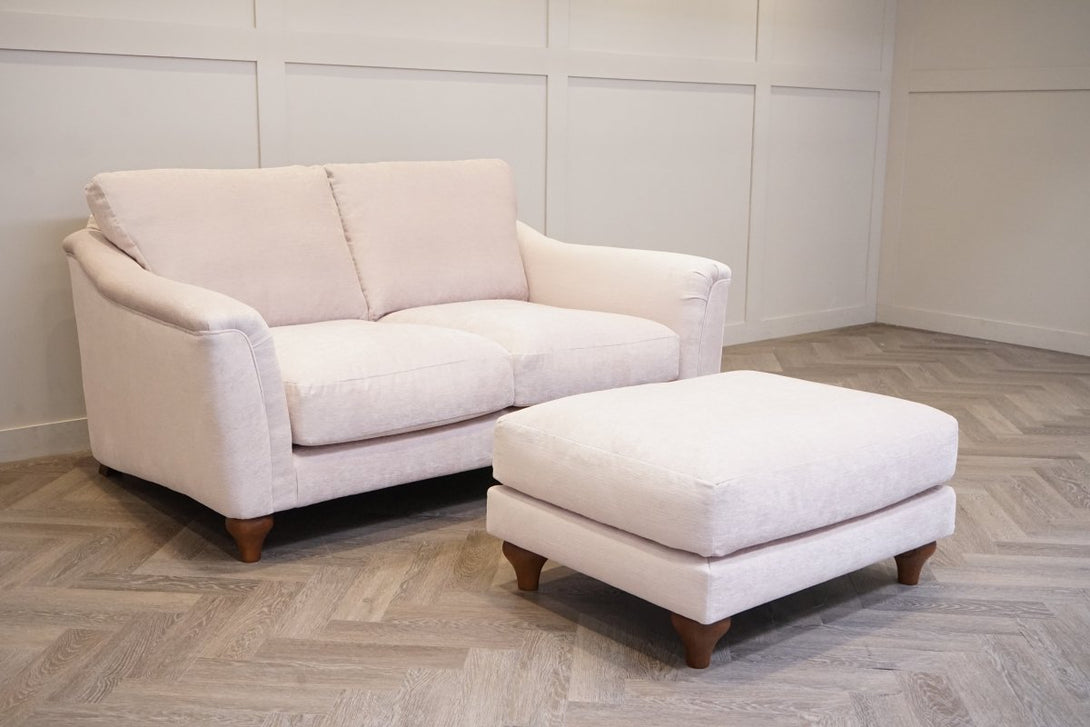 Bromley Medium 2 Seater Sofa & Footstool, Aquaclean Titan Natural
