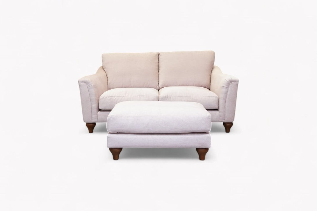 Bromley Medium 2 Seater Sofa & Footstool, Aquaclean Titan Natural
