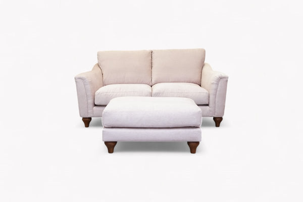 Bromley Medium 2 Seater Sofa & Footstool, Aquaclean Titan Natural