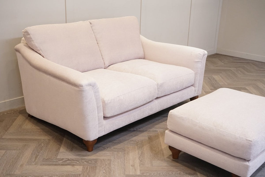 Bromley Medium 2 Seater Sofa & Footstool, Aquaclean Titan Natural