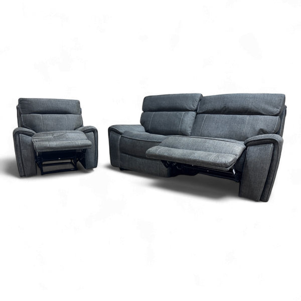 Brooklyn 3 + 1 Manual Reclining Sofa Set, Express Grey