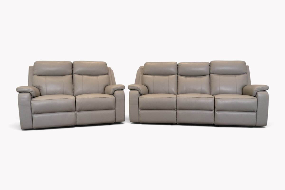 Calboli 3 & 2 Seater Power Recliner Sofa Set, Arabis Slate Grey Leather