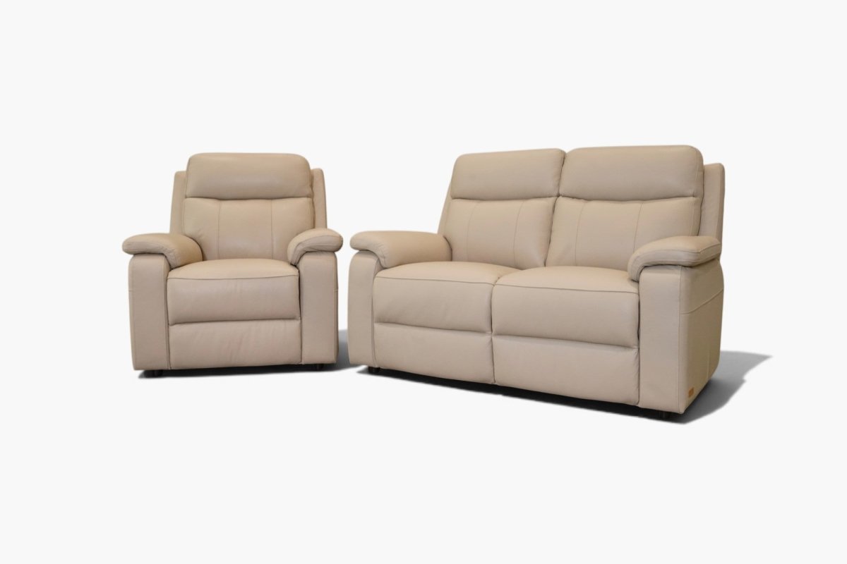 Calboli Leather 2 Seater Sofa & Armchair, Macadamia Moon White