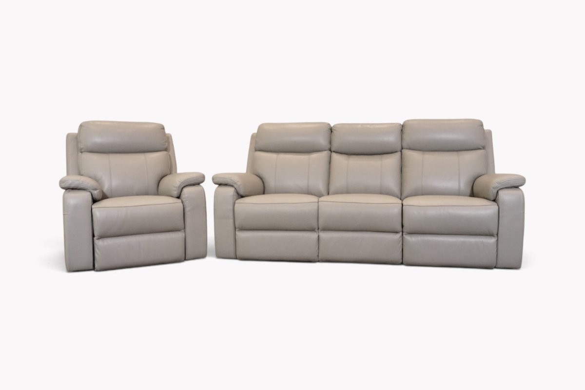 Calboli Power Reclining 3 Seater & Armchair, Arabis Slate Grey Leather
